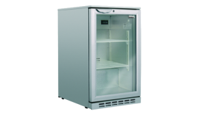 Husky 118L single door back bar fridge silver
